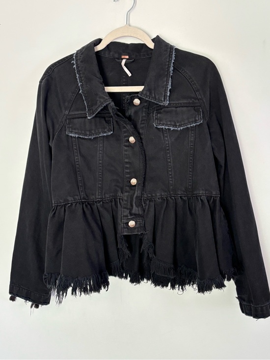 Free People Jackets & Blazers - Free People Willow Black Denim Peplum Jacket Size XS-Small Grunge Whimsigoth A93
